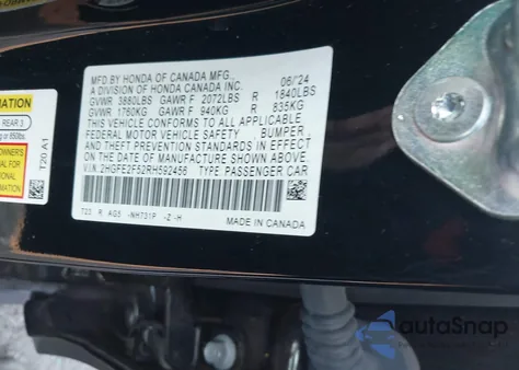 2024 Honda Civic Sport from USA, damaged, VIN 2HGFE2F52RH592456